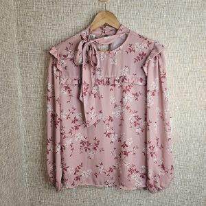blusa manga longa estampada rosa tam 40